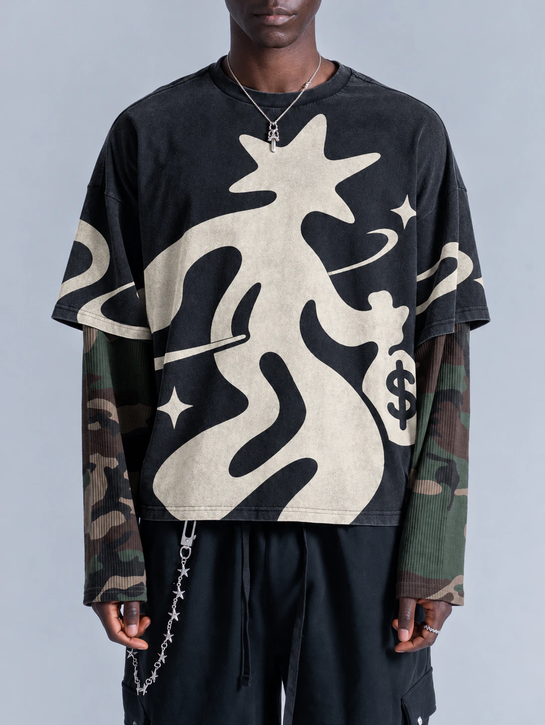 The Off-Grid Camo Layered Tee, worn